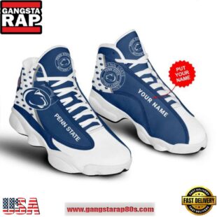 NCAA Penn State Nittany Lions Custom Name Blue White Air Jordan 13 Shoes