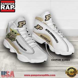 NCAA Purdue Boilermakers Custom Name Baby Yoda Air Jordan 13 Sneakers For Men Women