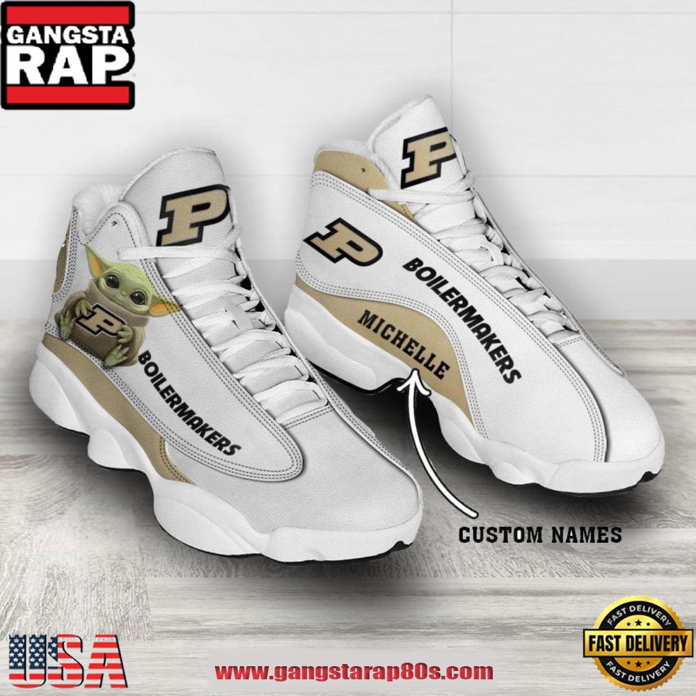 NCAA Purdue Boilermakers Custom Name Baby Yoda Air Jordan 13 Sneakers Shoes NCAA Purdue Boilermakers Custom Name Baby Yoda Air Jordan 13 Sneakers Shoes