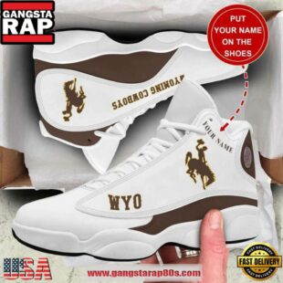 NCAA Wyoming Cowboys Custom Name White Air Jordan 13 Shoes For Men And Women