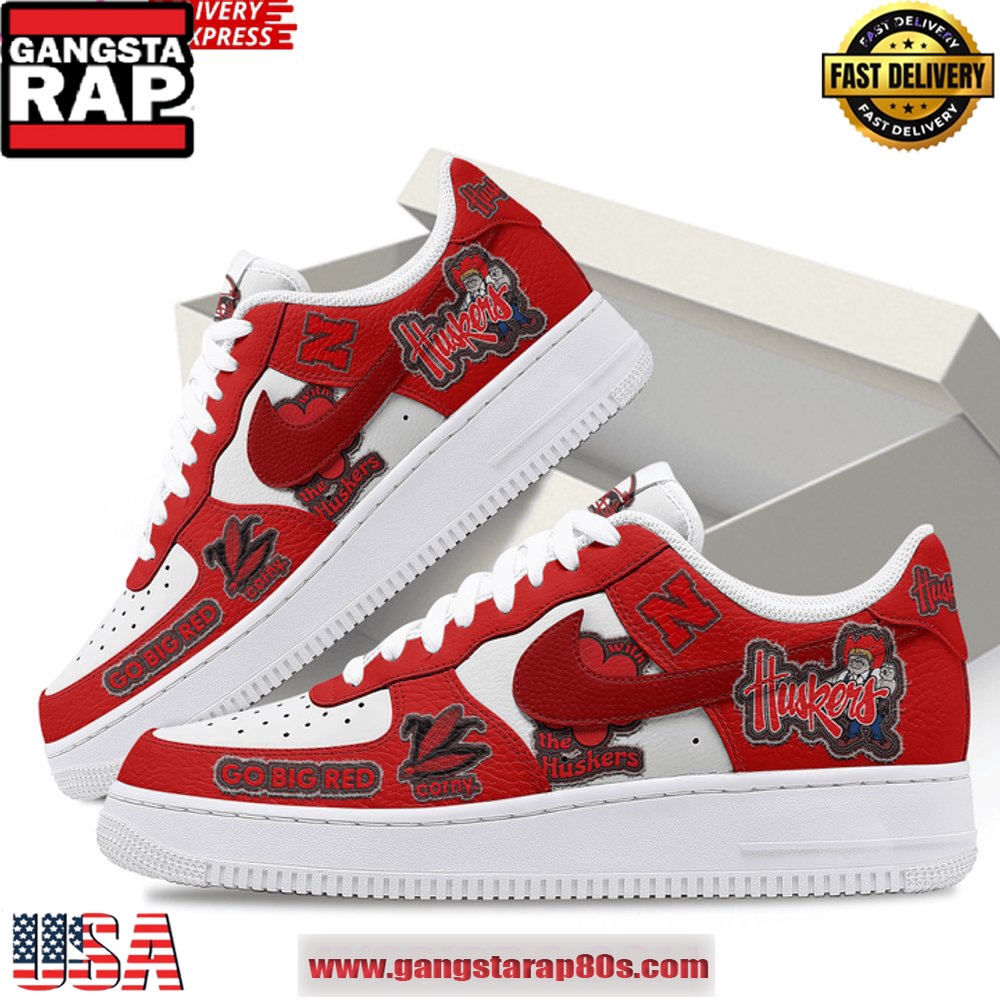 Nebraska Cornhuskers Go Big Red Air Force 1 Running Sneakers Shoes Nebraska Cornhuskers Go Big Red Air Force 1 Running Sneakers Shoes