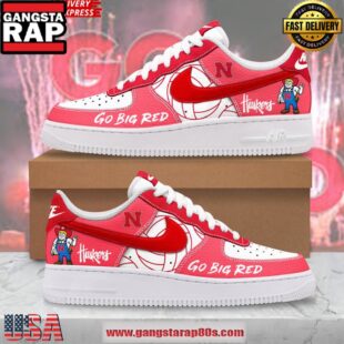 Nebraska Huskers Go Big Red Nike Air Force 1 Running Sneakers Shoes