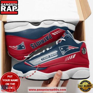 New England Patriots Custom Name Air Jordan 13 Sneakers, Gift For Men And Women