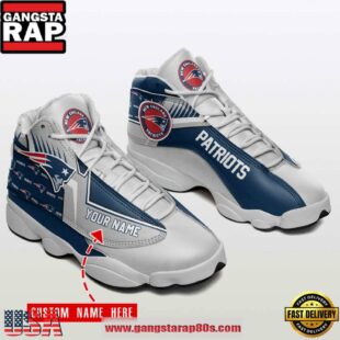 New England Patriots Custom Name Air Jordan 13 Sneakers