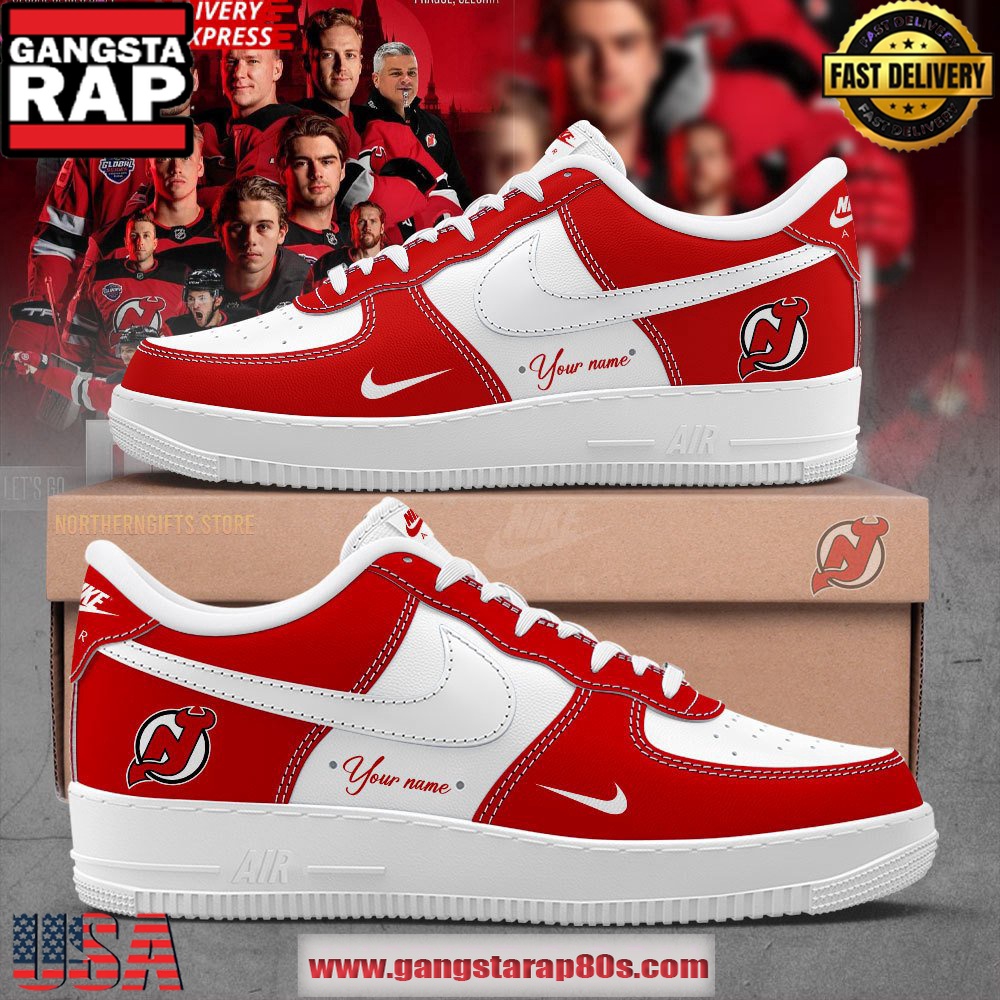 New Jersey Devils Hockey Custom Air Force 1 Running Sneakers New Jersey Devils Hockey Custom Air Force 1 Running Sneakers