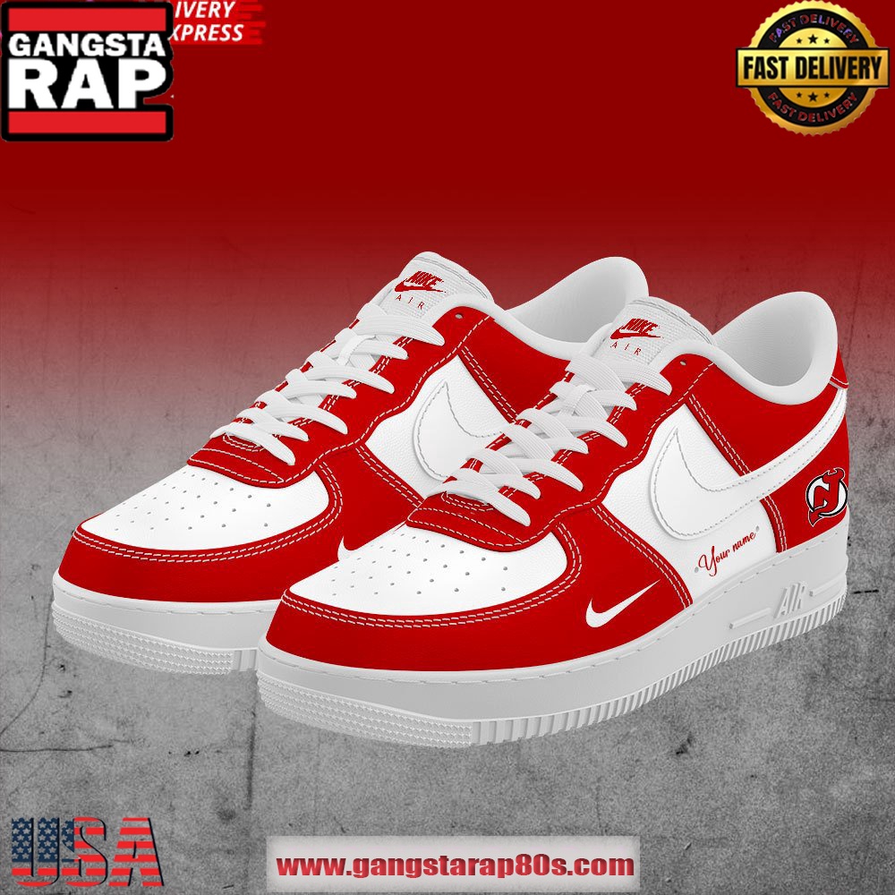 New Jersey Devils Hockey Custom Air Force 1 Running Sneakers New Jersey Devils Hockey Custom Air Force 1 Running Sneakers