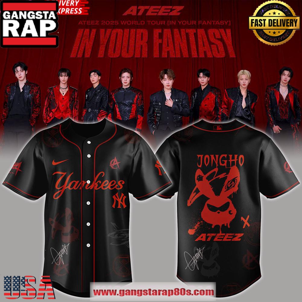 New York Yankees x Jongho BTS ATEEZ 2025 World Tour Baseball Jersey New York Yankees x Jongho BTS ATEEZ 2025 World Tour Baseball Jersey