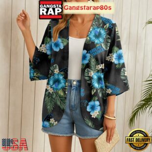 NFL Carolina Panthers Hawaii State Flower Beach Kimono Women