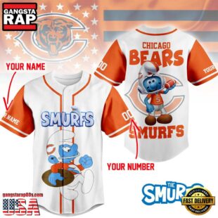 NFL Chicago Bears The Smurfs Movie Custom Name Baseball Jersey