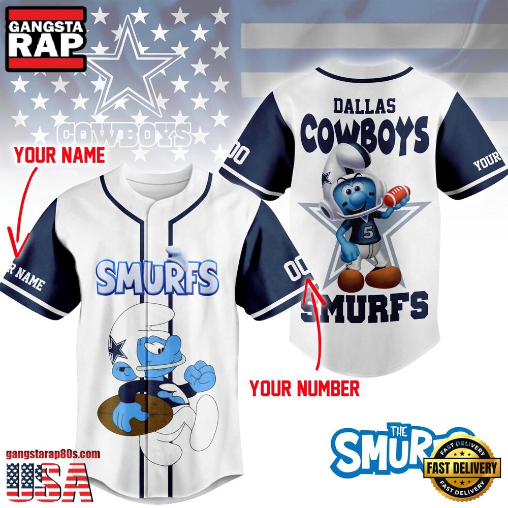 NFL Dallas Cowboys The Smurfs Movie Unique Design Custom Baseball Jersey