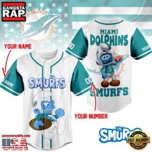 NFL Miami Dolphins The Smurfs Movie Custom Name Baseball Jersey