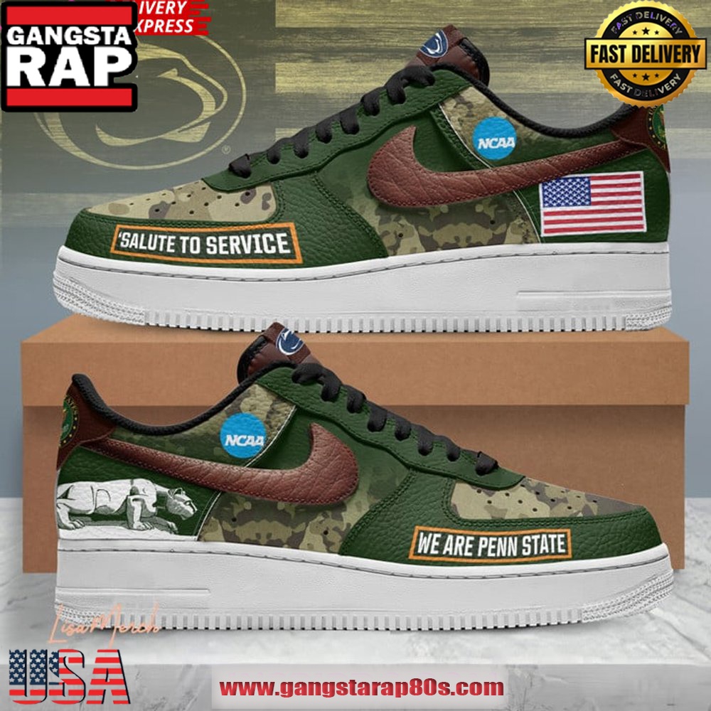 Nittany Lions Salute To Service Limited Edition Air Force 1 Running Sneakers Nittany Lions Salute To Service Limited Edition Air Force 1 Running Sneakers
