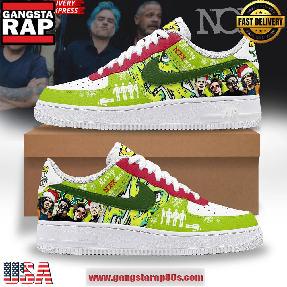 NOFX Merry Christmas Limited Edition Air Force 1 Running Sneakers Shoes NOFX Merry Christmas Limited Edition Air Force 1 Running Sneakers Shoes
