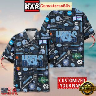 North Carolina Tar Heels Solgan Carolina Fever True Fan Spirit Custom Name Aloha Hawaiian Shirt