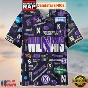 Northwestern Wildcats Solgan Go Wildcats True Fan Spirit Custom Name Aloha Hawaiian Shirt