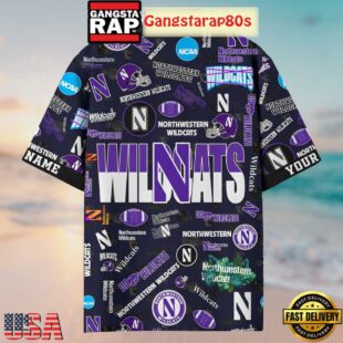 Northwestern Wildcats Solgan Go Wildcats True Fan Spirit Custom Name Aloha Hawaiian Shirt