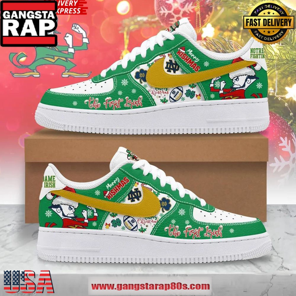 Notre Dame Fighting Irish Merry Christmas Air Force 1 Running Sneakers Shoes Notre Dame Fighting Irish Merry Christmas Air Force 1 Running Sneakers Shoes