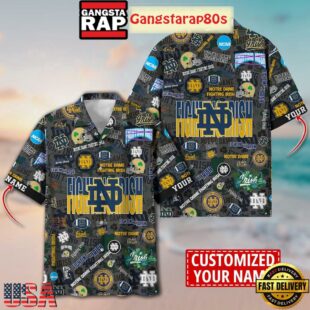 Notre Dame Fighting Irish Solgan True Fan Spirit Custom Name Aloha Hawaiian Shirt