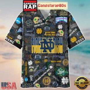 Notre Dame Fighting Irish Solgan True Fan Spirit Custom Name Aloha Hawaiian Shirt