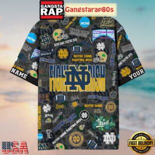 Notre Dame Fighting Irish Solgan True Fan Spirit Custom Name Aloha Hawaiian Shirt