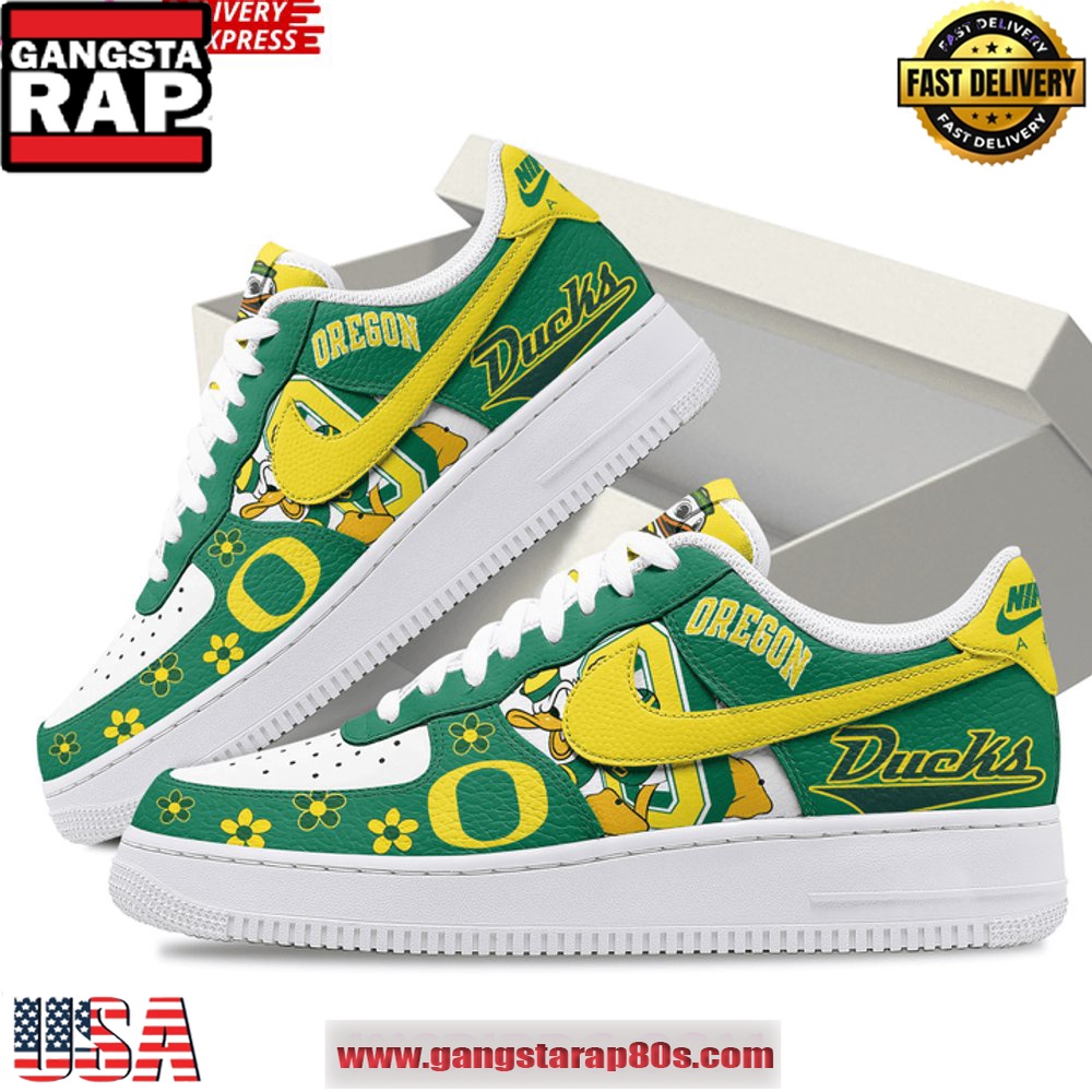 Oregon Ducks x Donald Duck Limited Edition Air Force 1 Sneakers Shoes Oregon Ducks x Donald Duck Limited Edition Air Force 1 Sneakers Shoes