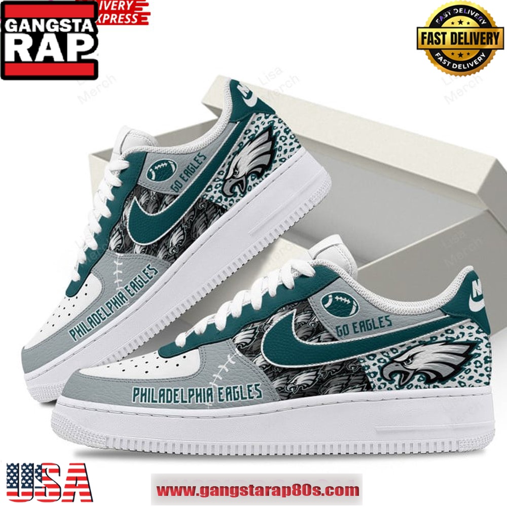 Philadelphia Eagles Go Eagles Air Force 1 Running Sneakers Shoes Philadelphia Eagles Go Eagles Air Force 1 Running Sneakers Shoes