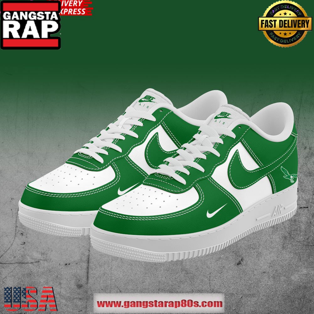 Philadelphia Eagles Kelly Green Custom Air Force 1 Running Sneakers Philadelphia Eagles Kelly Green Custom Air Force 1 Running Sneakers