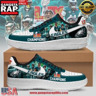 Philadelphia Eagles Super Bowl LIX Champions Air Force 1 Running Sneakers Shoes