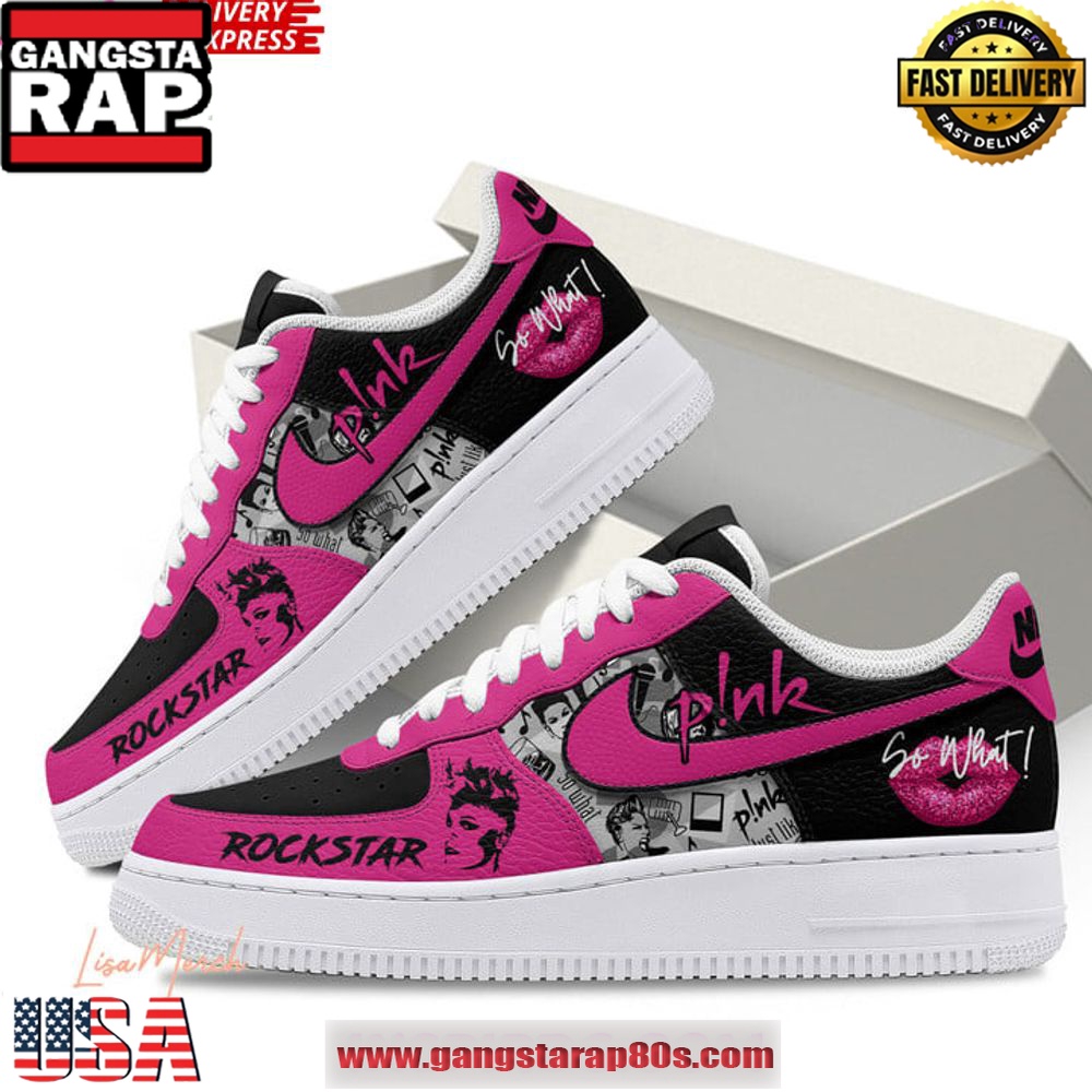 Pink Rockstar Limited Edition Air Force 1 Sneakers Shoes Pink Rockstar Limited Edition Air Force 1 Sneakers Shoes