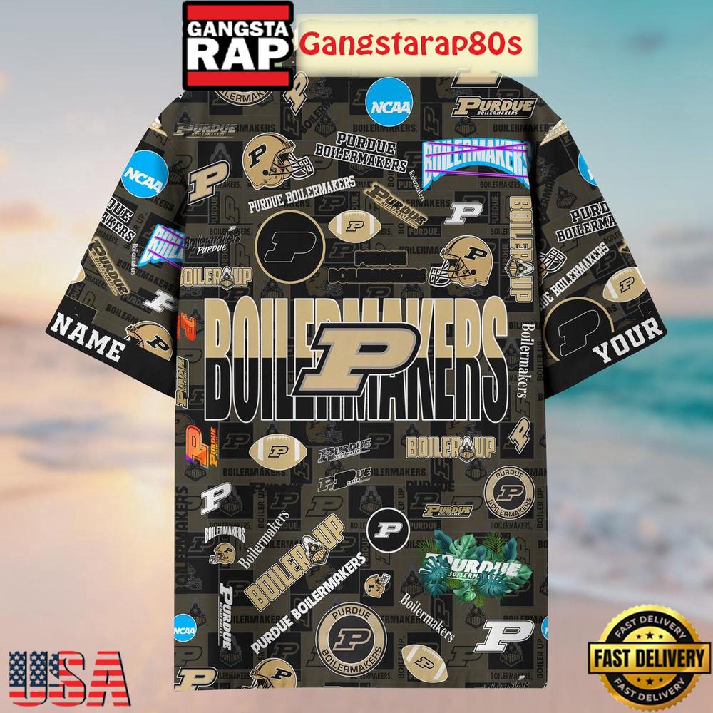 Purdue Boilermakers Solgan Boiler Up True Fan Spirit Custom Name Aloha Hawaiian Shirt Purdue Boilermakers Solgan Boiler Up True Fan Spirit Custom Name Aloha Hawaiian Shirt