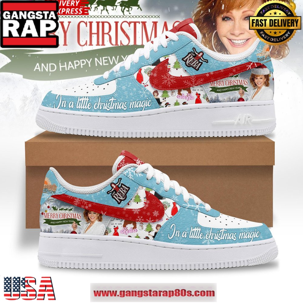 Reba McEntire Merry Christmas Limited Edition Air Force 1 Running Sneakers Reba McEntire Merry Christmas Limited Edition Air Force 1 Running Sneakers