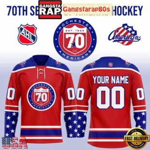 Rochester Americans 70 Seasons Of Amerks Custom Hockey Jersey