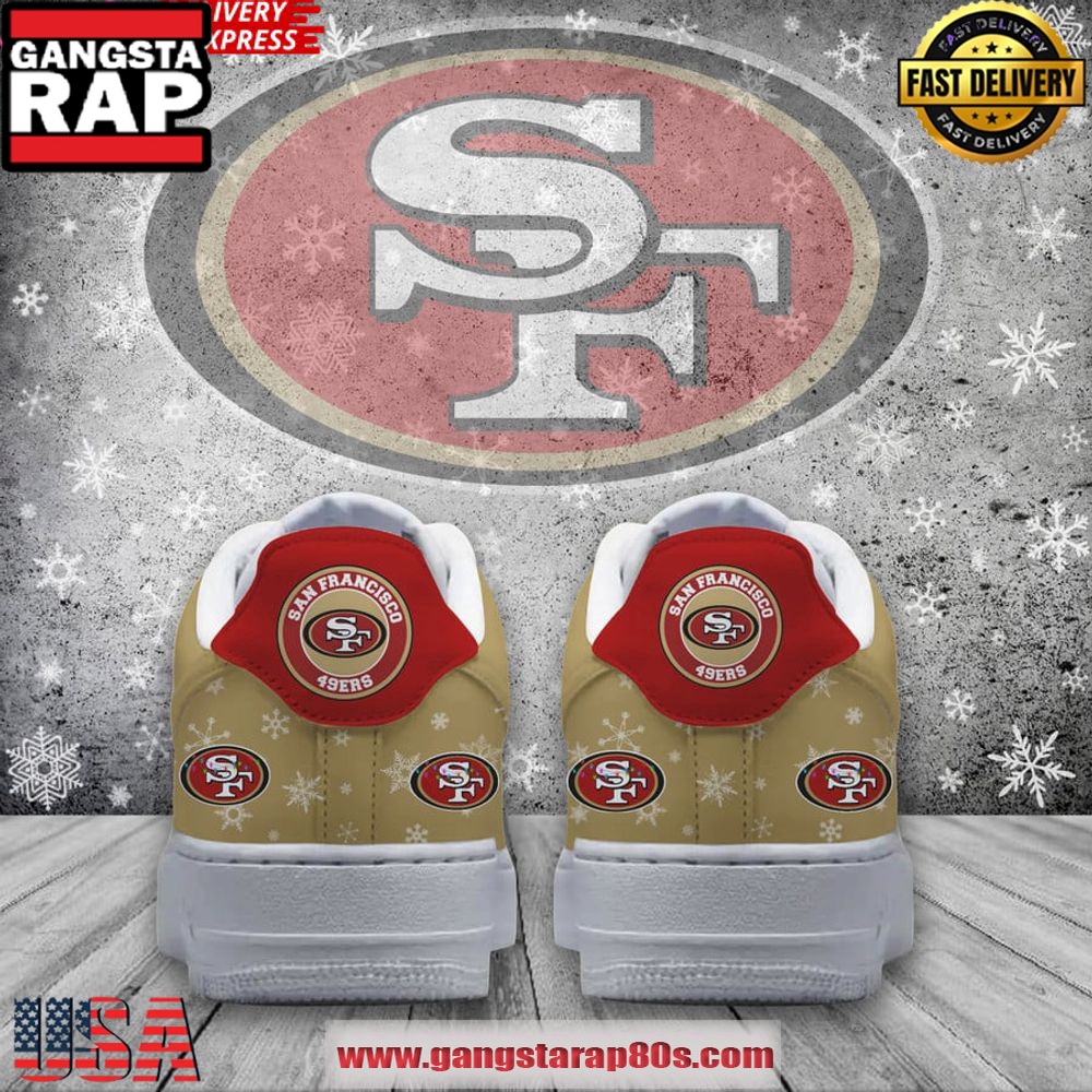 San Francisco 49ers Merry Christmas Air Force 1 Running Sneakers Shoes San Francisco 49ers Merry Christmas Air Force 1 Running Sneakers Shoes