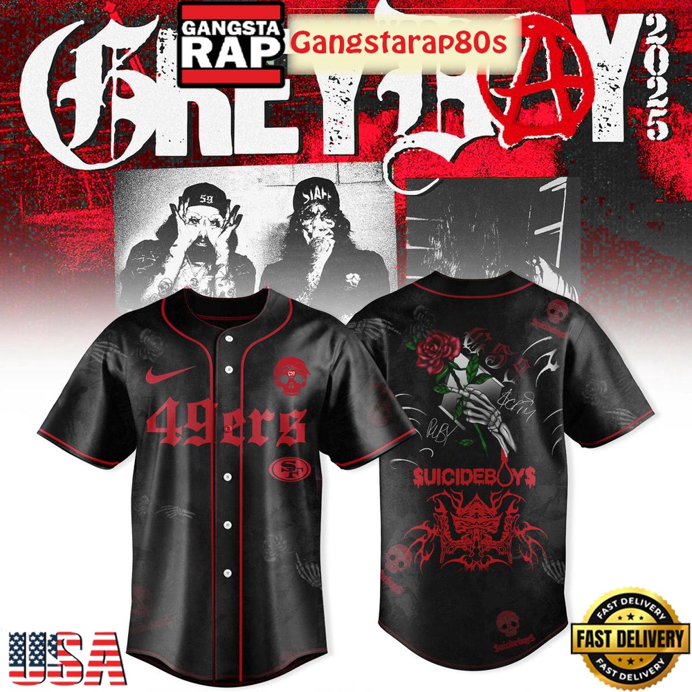 San Francisco 49ers x Suicideboys Greyday Tour 2025 Unique Design Baseball Jersey San Francisco 49ers x Suicideboys Greyday Tour 2025 Unique Design Baseball Jersey
