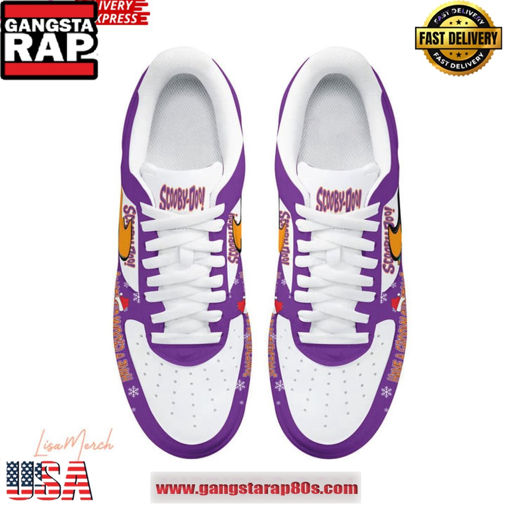 Scooby Doo Have A Groovy Christmas Air Force 1 Running Sneakers Scooby Doo Have A Groovy Christmas Air Force 1 Running Sneakers
