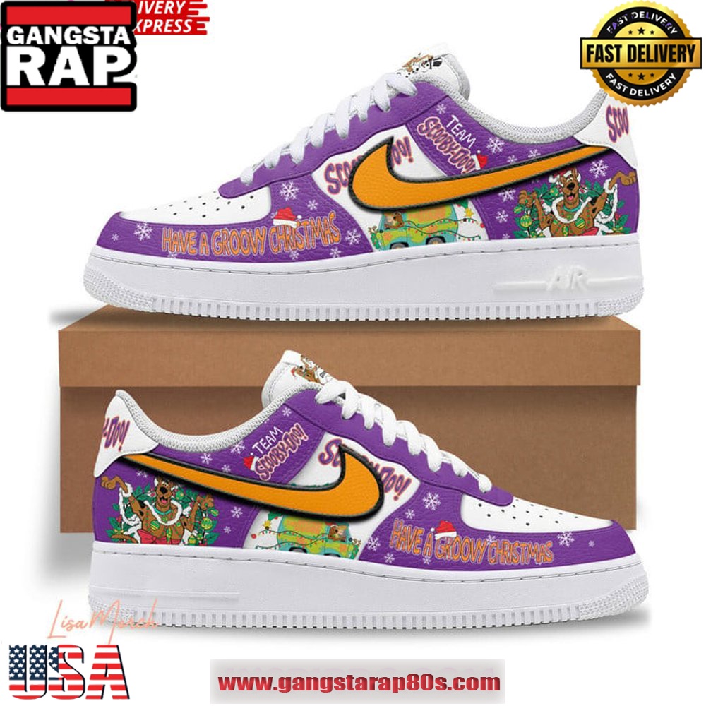 Scooby Doo Have A Groovy Christmas Air Force 1 Running Sneakers Scooby Doo Have A Groovy Christmas Air Force 1 Running Sneakers