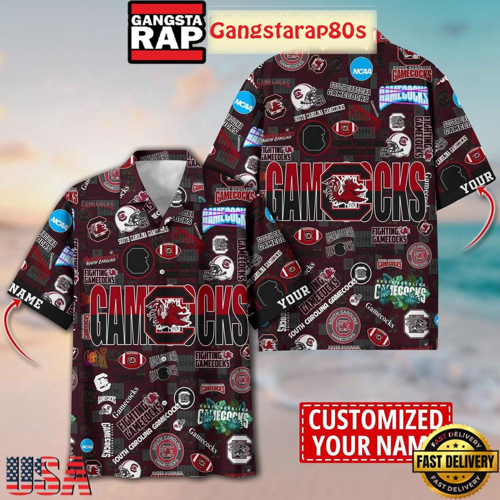 South Carolina Gamecocks Solgan Fighting Gamecocks True Fan Spirit Custom Name Aloha Hawaiian Shirt South Carolina Gamecocks Solgan Fighting Gamecocks True Fan Spirit Custom Name Aloha Hawaiian Shirt