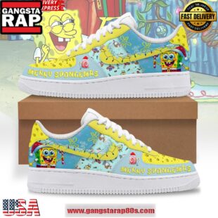 SpongeBob SquarePants Merry Christmas Air Force 1 Running Sneakers Shoes