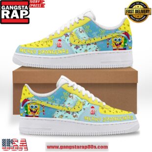 SpongeBob SquarePants Merry Christmas Air Force 1 Running Sneakers Shoes