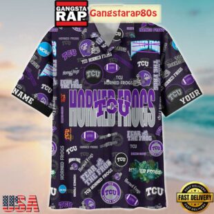 TCU Horned Frogs Solgan Fear The Frog True Fan Spirit Custom Name Aloha Hawaiian Shirt