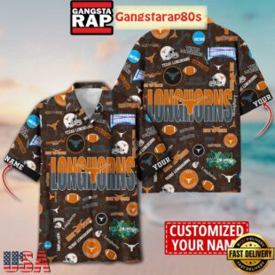Texas Longhorns Solgan Hook'em Horns True Fan Spirit Custom Name Aloha Hawaiian Shirt