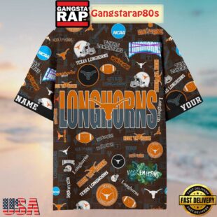 Texas Longhorns Solgan Hook'em Horns True Fan Spirit Custom Name Aloha Hawaiian Shirt