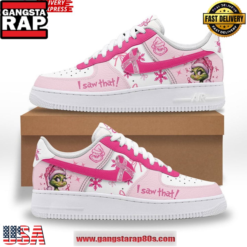 The Grinch I Saw That Pink Christmas Air Force 1 Running Sneakers Shoes The Grinch I Saw That Pink Christmas Air Force 1 Running Sneakers Shoes