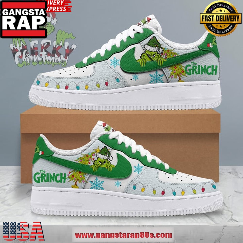 The Grinch Merry Christmas Special Edition Air Force 1 Running Sneakers The Grinch Merry Christmas Special Edition Air Force 1 Running Sneakers