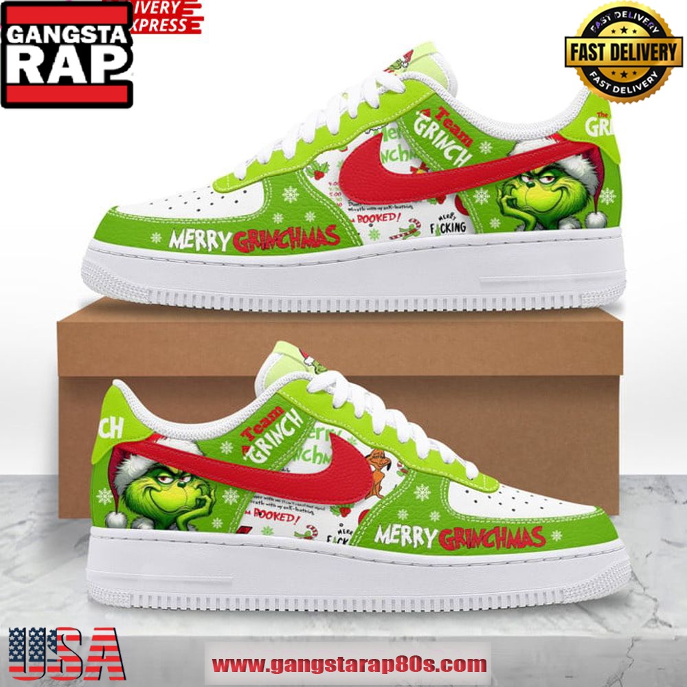 The Grinch Merry Grinchmas Limited Edition Air Force 1 Running Sneakers The Grinch Merry Grinchmas Limited Edition Air Force 1 Running Sneakers