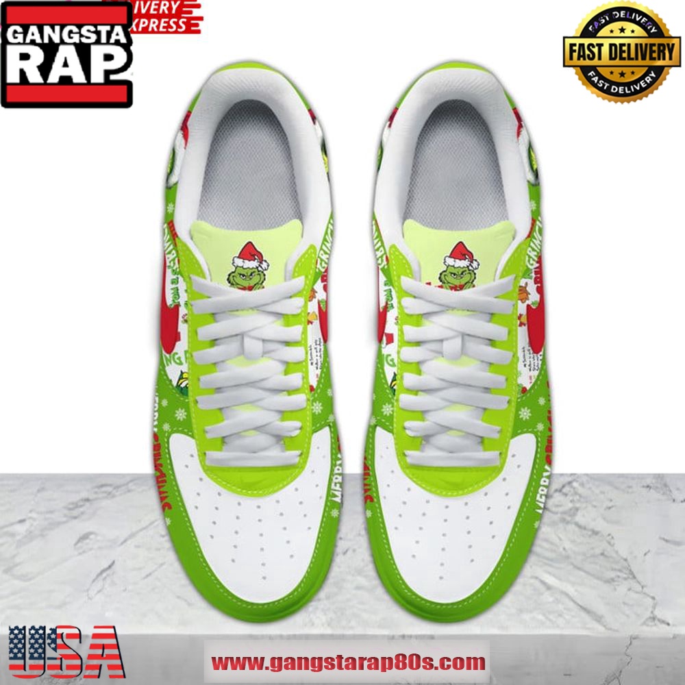 The Grinch Merry Grinchmas Limited Edition Air Force 1 Running Sneakers The Grinch Merry Grinchmas Limited Edition Air Force 1 Running Sneakers
