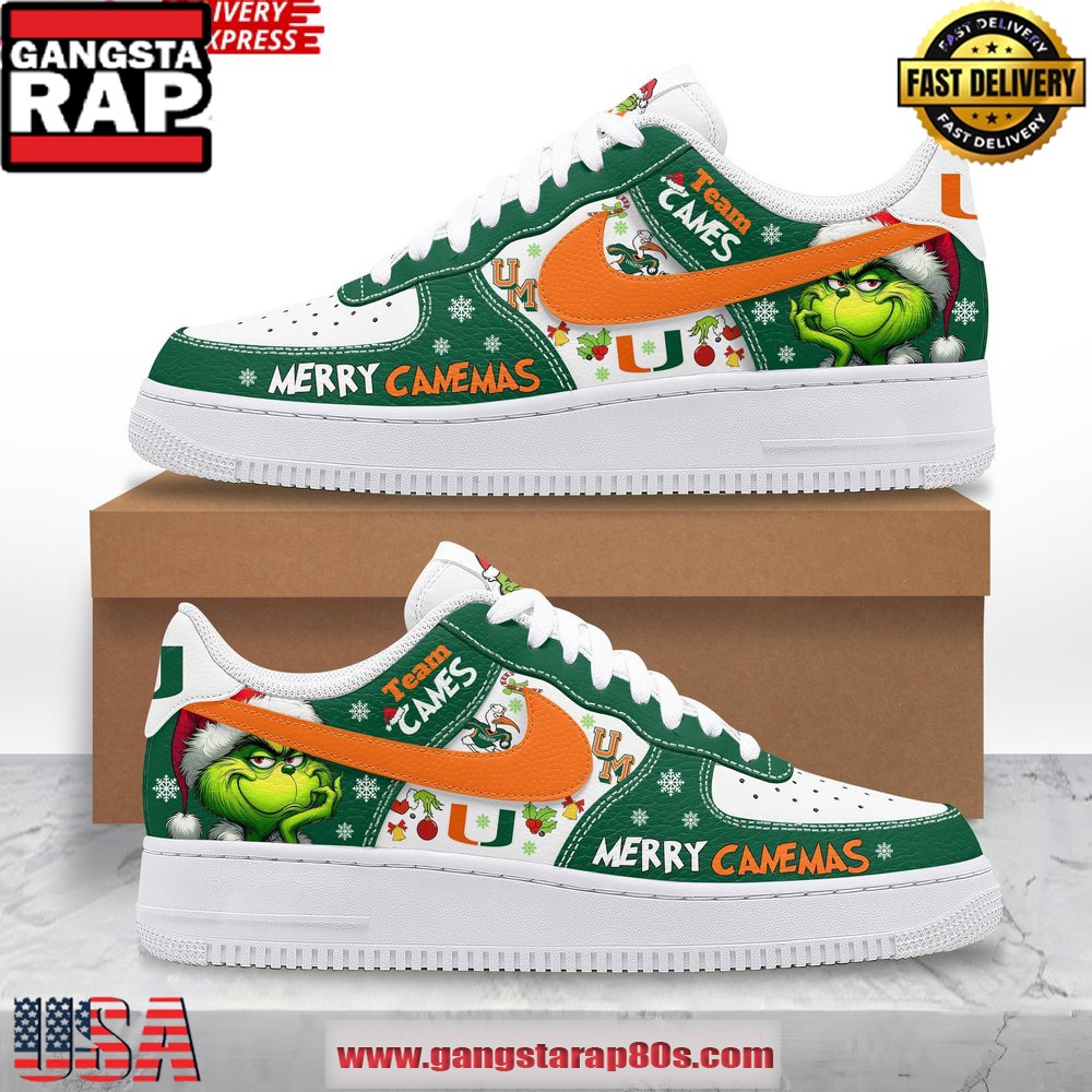 The Grinch x Miami Hurricanes Limited Air Force 1 Running Sneakers The Grinch x Miami Hurricanes Limited Air Force 1 Running Sneakers