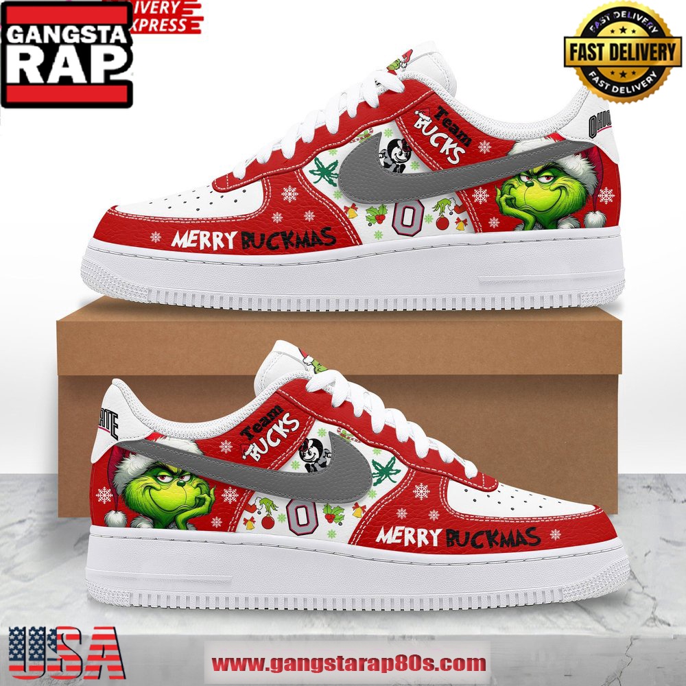 The Grinch x Ohio State Buckeyes Limited Air Force 1 Running Sneakers The Grinch x Ohio State Buckeyes Limited Air Force 1 Running Sneakers