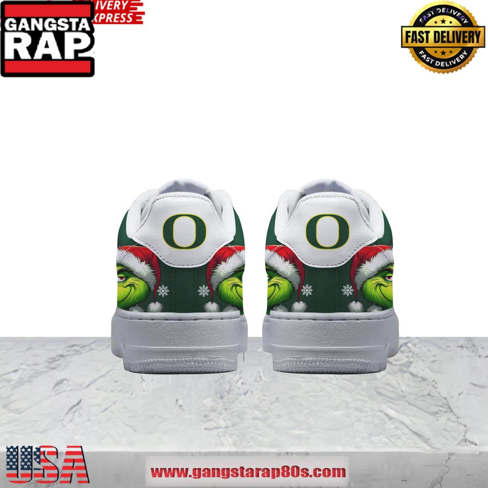 The Grinch x Oregon Ducks Limited Edition Air Force 1 Running Sneakers The Grinch x Oregon Ducks Limited Edition Air Force 1 Running Sneakers