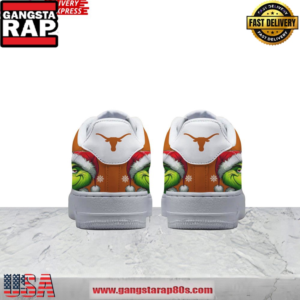 The Grinch x Texas Longhorns Limited Edition Air Force 1 Running Sneakers The Grinch x Texas Longhorns Limited Edition Air Force 1 Running Sneakers